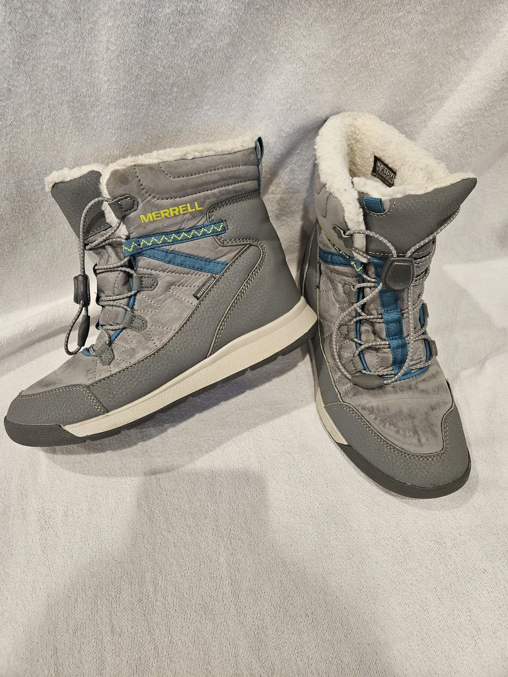 Merrell Grey Snow Crush 3 200g Insulated Waterproof Warm Winter Boots Girls Sz 4